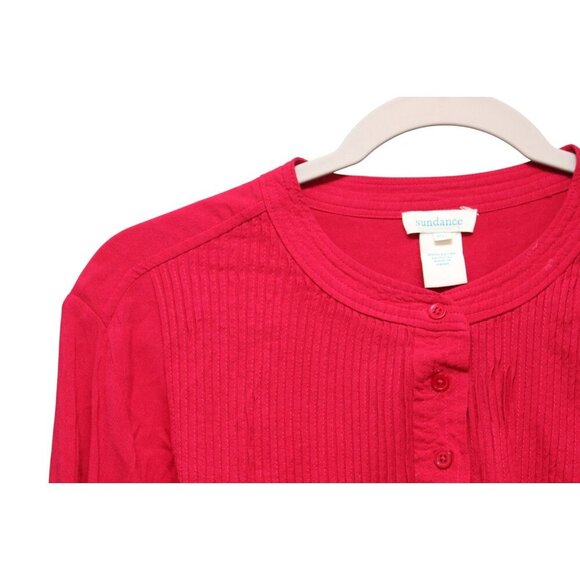 Sundance Blouse Top Petite Medium Pin Tuck Pleated Long Sleeve Half Button Flowy - Picture 7 of 12